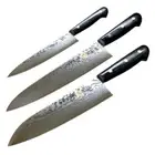 Made in Japan SETO ISEYA-G 3 set Kitchen Knives Utility Chef Santoku Damascus