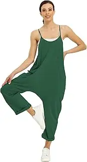 [VOHOTO] Womens Casual Overalls Stretchy Jumpsuits Baggy Spaghetti Strap Loose Fit Flowy Harem Cotton Romper with Pockets