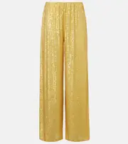 [Norma Kamali] Norma Kamali High-rise sequined wide-leg pants AU 14 gold