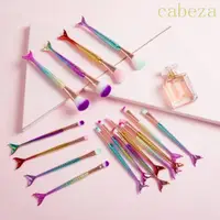 在飛比找蝦皮購物優惠-CABEZA4件/套美人魚化妝刷,眼影刷軟纖維化妝刷套裝,螢