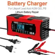 Car Smart Battery Charger for Lifepo4 Lithium Battery Pulse Repair LCD Display