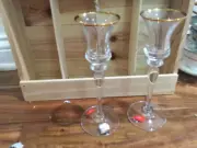 Mikasa 2 Jamestown Crystal Candlestick Gold Trim Candle Holder Austria New 7.75”