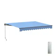 ALEKO Motorized Retractable 12 x 10 ft Home Patio Awning Canopy Sky Blue