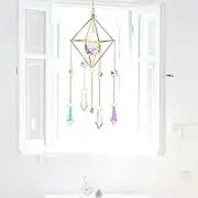 Paifeancodill Crystal Catcher Crystal Suncatchers Rainbow Window Catcher Gold Plated Celestial Suncatcher Pendant Hanging Boho & Moon with Crystals Rainbow Maker Crystal Prisms Decor Crystal Pendant