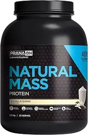 PranaOn Natural Mass - Vanilla Shake 2.5kg (Pack of 1), Vanilla Shake 2.8 kilograms
