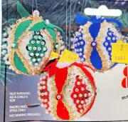THL Crafts MINI EMPRESS Makes 3 Option B Vtg Sequin Bead Christmas Ornament Kit
