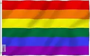 ANLEY Fly Breeze 3x5 Foot Rainbow Flag - Vivid Color and UV Fade Resistant - Canvas Header and Double Stitched - LGBT Banner Flags Polyester with Brass Grommets 3 X 5 Ft