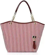 [QZJXG98] Women shoulder bag fashion new large capacity tassel handbag canvas bag, Red, 45 x 9 x 30 cm