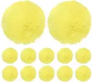 uxcell 12-Pack Faux Fur Pom Poms, 1.2 Inch/ 2.4 cm Soft Fluffy Pompoms Balls Faux Rabbit Fur with Elastic Loop for Hats/Bags/Keychains/Knitting Accessories/DIY Crafts [Bright Yellow]