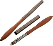 BAZEITFLOW 2 Pcs Nail Pen Nail Art Polish Pen French Nail Brush Nail Brush for Gel Nails Manicure Pen French Tip Brush Nail Art Smudging Brush Nail Brush Pens Nail Gel Brush Wooden Brown