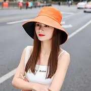 [Ling88] Sun Hat Summer Foldable Bucket Hat for Women Outdoor Sunscreen Cotton Fishing Hunting Cap Anti-Uv Wide Brim Bucket Sun Hat Big Brim Hat -7