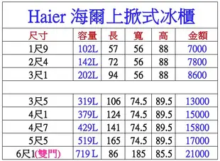 《利通餐飲設備》冰櫃.Haier-3尺1.(203L) (HCF-203S) 掀蓋式海爾 上掀式冷凍櫃冰櫃冰箱雪櫃冷藏櫃