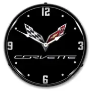 C7 Chevy Chevrolet Corvette Black Tie Backlit LED Lighted Man Cave Wall Clock