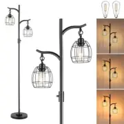 Floor Lamp for Living Room, Farmhouse Industrial Dimmable Floor Lamps with 2