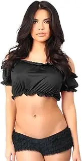 [Daisy corsets] Women's Black Short Sleeve Peasant Top