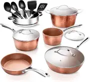 Gotham Steel Hammered 15 Piece Pots and Pans Set Non Stick Cookware Set Kitchen