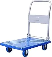 Flatbed Cart Foldable Platform Truck Plastic Deck Push Cart Metal Handle Hand Trolley for Moving Transport Silent Wheels Fit Outdoor and Indoor Hand Truck(Size:L)(One Color L)