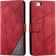 Vankii Compatible with iPhone 6S Plus / 6 Plus Case (5.5 inches), Flip Wallet Mobile Phone Case PU Leather Wallet Case Protective Cover [Card Slots] [Magnetic Closure] [Stand Function] (Red)