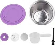 Stainless Steel Refillable Coffee Capsules Set with Powder Cover,Reusable Coffee Pods with Filter for, Coffee Lovers,Great for Home or Office Use (Purple)