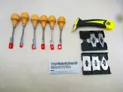 Wood carving chisel set & scrapers, two units