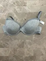 Aerie Bra Size 38DD Gray Padded Wireless Adjustable Clasp Back New