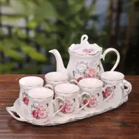 在飛比找ETMall東森購物網優惠-歐式景德鎮帶托盤家用茶壺茶杯陶瓷整套茶具茶盤套裝結婚禮物實用
