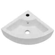 Corner Hand Wash Bathroom Above Counter Wall Mount Sink Bowl Basin w/ Overflow