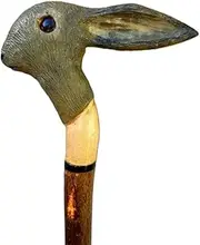 Premium Rabbit Head Handle Walking Stick - Designer Wooden Carved Walking Cane - Beautiful Handmade Foldable Cane with Wooden Rabbit Head Cane for Men Women Comfortable Best