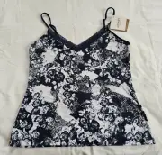 Jockey Origins Ladies Navy Print 38Y Microfibre Cami Singlet Top Size 16 New