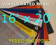 16' x 20' Vinyl Coated Mesh Tarp - Dump Truck Trailer Wind Break Fence Cover