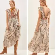 NEW Anthropologie Let Me Be Quilted Ruffle Patchwork Maxi Dress Small