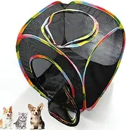 Cat Play Cube,Pet Cat Outdoor Mesh Play Cube for Tunnel | Animal Playpen Playhouse Ventilated Hide House Pop Open Design for Balcony, Patio, Apartment