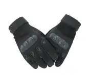 Motorcycle Gloves, Hard Knuckle Motorcycle Gloves Motorbike Atv Riding Hook & Loop Long Wrist Strap Full Finger Gloves For Men & Women(1set, Black)