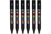 Uni Posca PC-5M Poster Marker Medium Bullet Tip 2.5mm Black 6 Pack