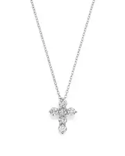 Diamond Cross Pendant Necklace in 14K White Gold, 1.0 ct. t. w.