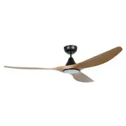 Surf DC Ceiling Fan 60" With LED Light Black and Burmese Teak Blade - 20550217