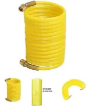 1/4" x 25ft Recoil Air Hose Re coil Spring Ends Pneumatic Compressor Tool 200psi
