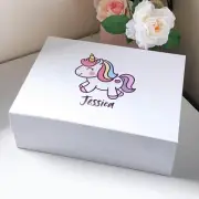 Personalised Cute Unicorn Magnetic Gift Box Keepsake Hamper Boxes Kids Baby