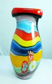 M Design Art Glass Rainbow Layer Millefiori Colorful Glass Vase [Kitchen]