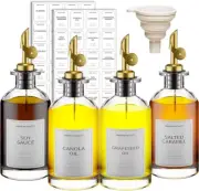 Oil Dispenser Bottle Oil and Vinegar Dispenser with Metal Pour Spout Glass Syrup