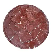 Broken Red Stone Cake Stand Tray w/Marble Texture & Round Silver Feet