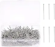 1000PCS Fine Straight Pins, Durable Stainless Steel Dressmaker For Sewing with Plastic Boxes, Flat Head, Satin Pins for Jewelry Making, Sewing Crafts
