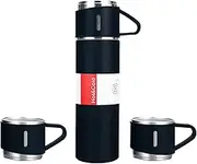 500L Insulated Thermos Bottle with 2 Extra Cups Stainless Steel Coffee Travel Mug Leakproof Coffee Tumbler Sport Flask Cup for Hot & Cold Drink Black