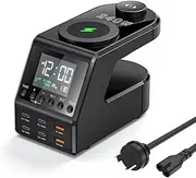 Multi USB C Charger Station 240W,10 in1 GaN Fast Charger with Digital Clock, 140W/100W/65W PD 3.1 QC 3.0 Fast Charging and 15W Wireless Charging for MacBook，Tablet, iPhone 15,Galaxy S24,iWatch