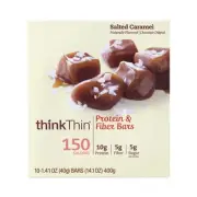 thinkThin High Protein Bars, Salted Caramel, 1.41 oz Bar, 10 Bars/Carton 71098