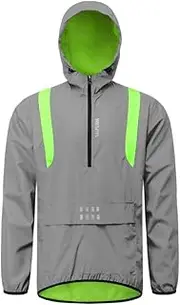 [Nurdo] Men Reflective Cycling Jacket Windproof Hooded Bike Jacket Coat for Running Hiking Walking NightJacket