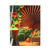 Velveteen Plush Blanket Retro Lava Lamp Mid Century Atomic Design Art