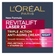 LOREAL REVITALIFT LASER X3 Triple Action Anti Age Restoring Night Cream 50ml
