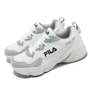 【FILA】休閒鞋 Hidden Tape 6 女鞋 白 灰 皮革 老爹鞋 經典 復古(5J329X143)