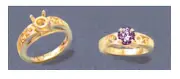 14kt White or Yellow Gold 6mm Round Pattern Pre-Notched Ring Setting (Size 6-8)